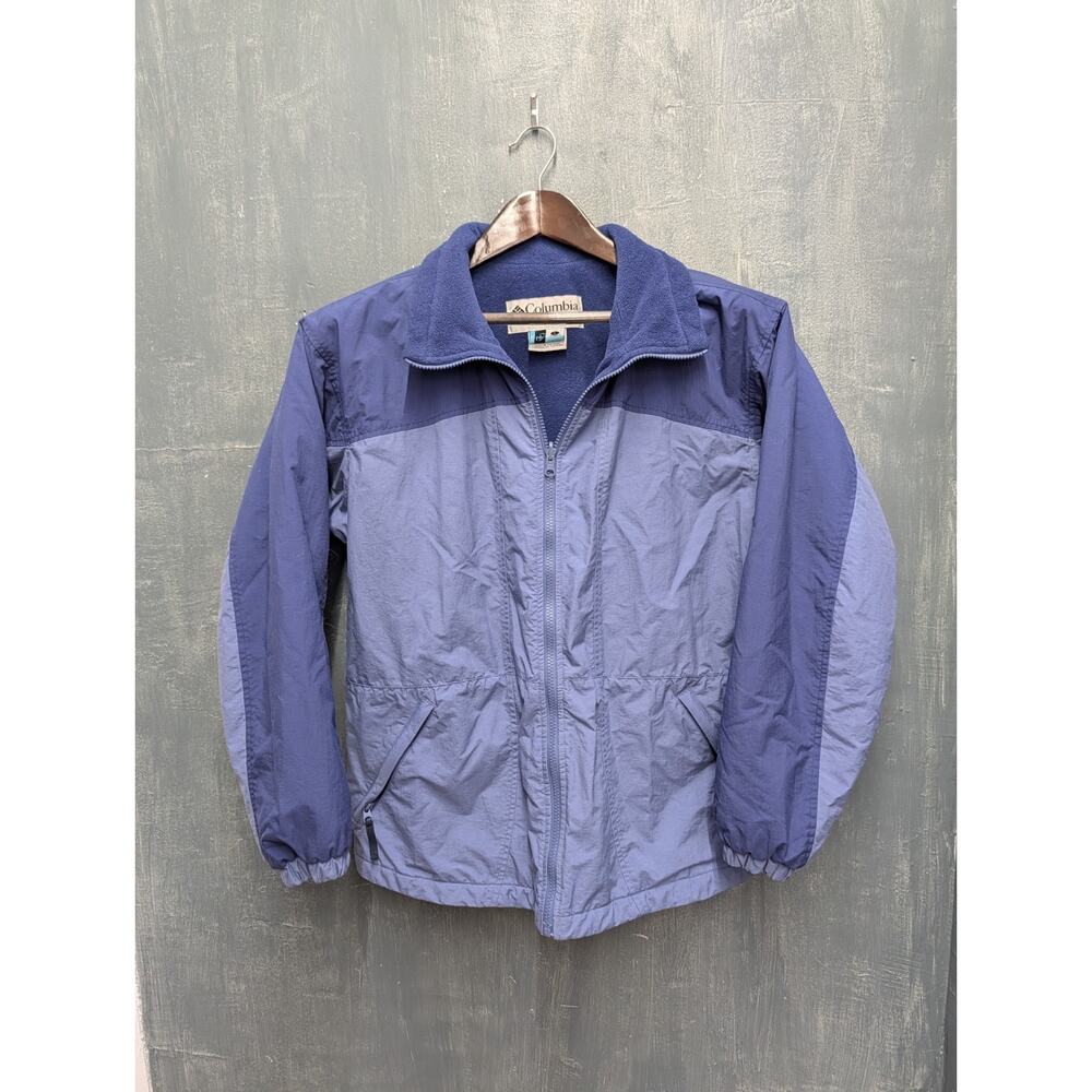 VTG Columbia Coat Ski Snowboard Women’s L Blue Lined Zip Pockets Cinched Waist